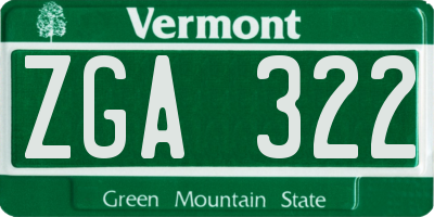 VT license plate ZGA322