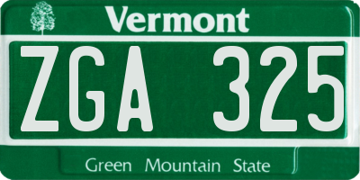 VT license plate ZGA325
