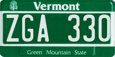 VT license plate ZGA330