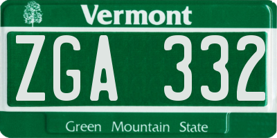 VT license plate ZGA332