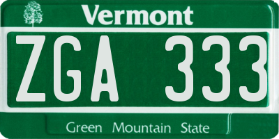 VT license plate ZGA333