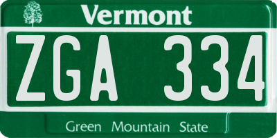 VT license plate ZGA334