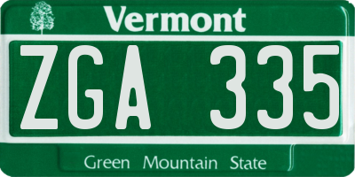 VT license plate ZGA335