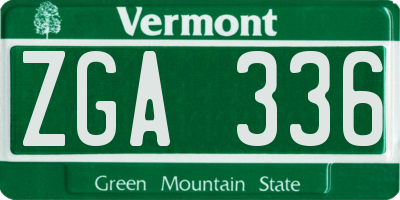 VT license plate ZGA336
