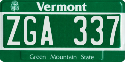 VT license plate ZGA337