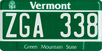 VT license plate ZGA338
