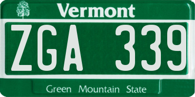 VT license plate ZGA339