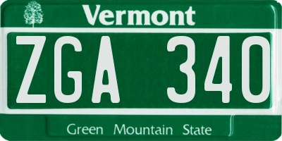 VT license plate ZGA340