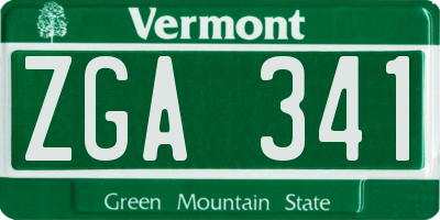 VT license plate ZGA341