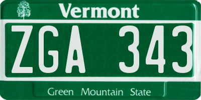 VT license plate ZGA343