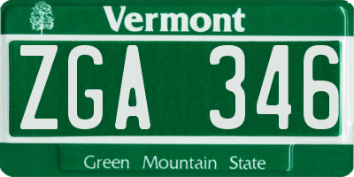VT license plate ZGA346