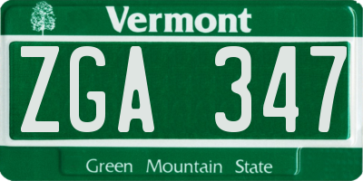 VT license plate ZGA347
