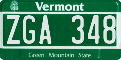 VT license plate ZGA348