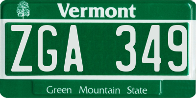 VT license plate ZGA349