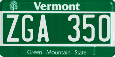 VT license plate ZGA350