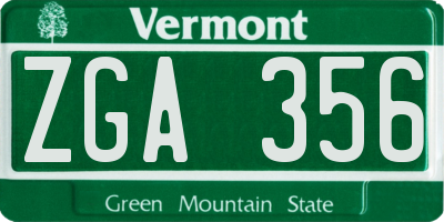 VT license plate ZGA356