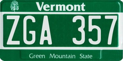 VT license plate ZGA357