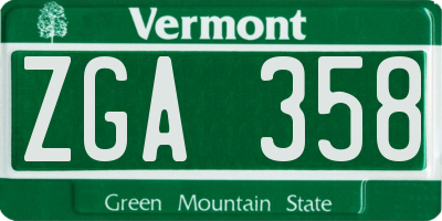 VT license plate ZGA358