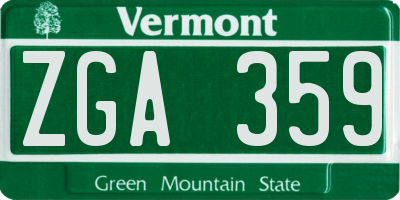 VT license plate ZGA359