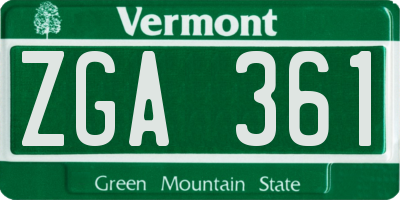 VT license plate ZGA361