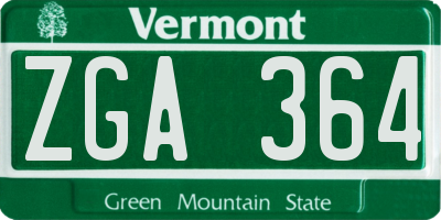 VT license plate ZGA364