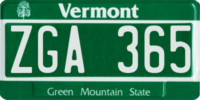 VT license plate ZGA365