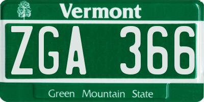 VT license plate ZGA366