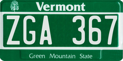 VT license plate ZGA367