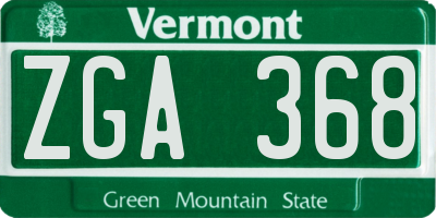 VT license plate ZGA368