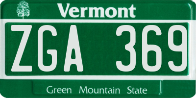 VT license plate ZGA369