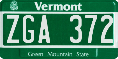 VT license plate ZGA372