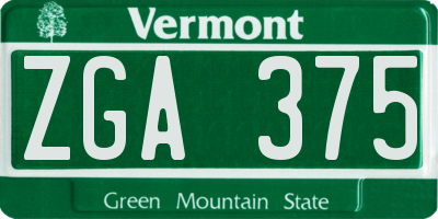 VT license plate ZGA375