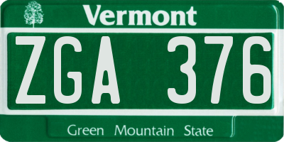 VT license plate ZGA376
