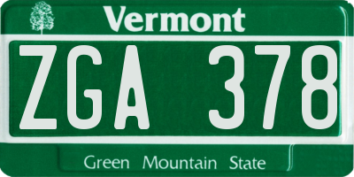 VT license plate ZGA378