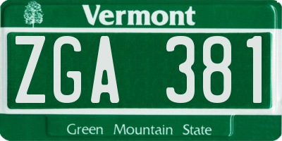 VT license plate ZGA381