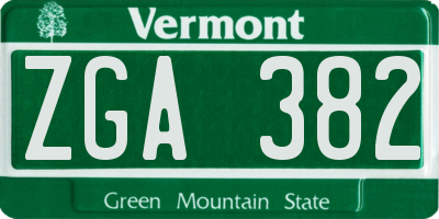 VT license plate ZGA382