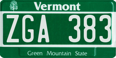 VT license plate ZGA383