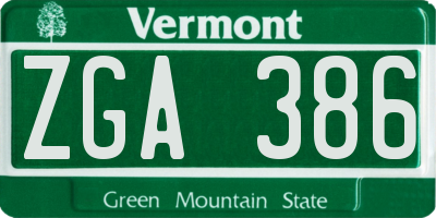VT license plate ZGA386