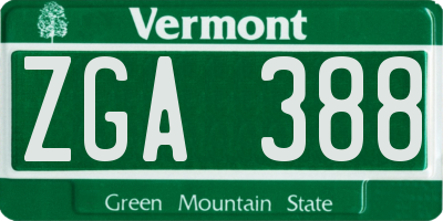 VT license plate ZGA388