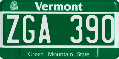 VT license plate ZGA390