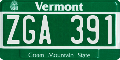 VT license plate ZGA391