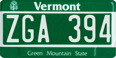 VT license plate ZGA394