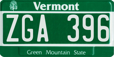 VT license plate ZGA396
