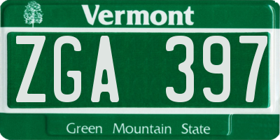VT license plate ZGA397
