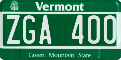 VT license plate ZGA400