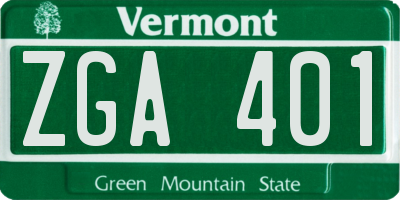 VT license plate ZGA401