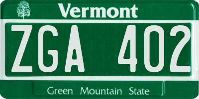 VT license plate ZGA402