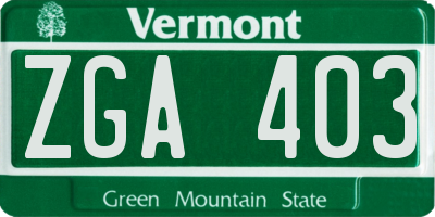VT license plate ZGA403
