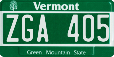 VT license plate ZGA405