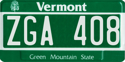 VT license plate ZGA408